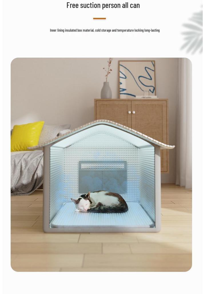 Universal Large Pet Cooling Cabin: Fully Enclosed Air-Conditioned Ice Bed for Cats and Dogs
