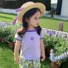 2024 Fashionable Baby Girl Square Neck Summer T-shirt - Short Sleeve Toddler Top