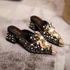 High End Summer Women Shoes High Heels Sandals Hollow Bling Pearl Rhinestone Fox Slipper Beautiful Street Trend Pumps