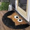 American Style Semi-Circular Cat Crystal Velvet Doormat - Durable, Stain & Wear Resistant, Decorative Floor Mat