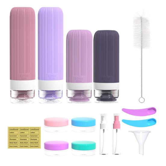 סט 1 60/90 מ"ל בקבוקי נסיעות מסיליקון עמידים לדליפה רב-פעמיים לאחסון קרם פנים, תחליב, קרם הגנה, בקבוק אחסון נייד למילוי חוזר, ריק לכלי רחצה
