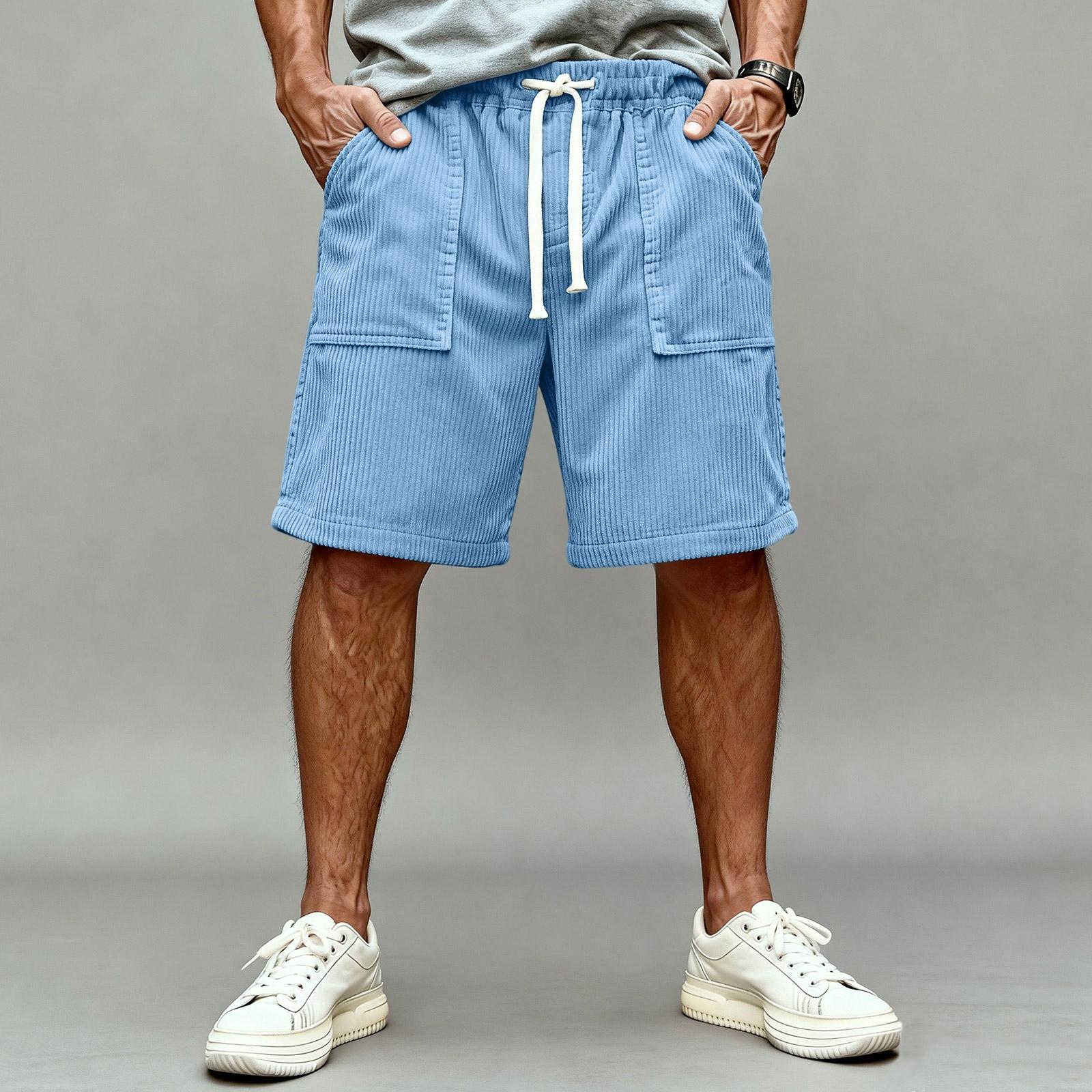 Men s -color Casual Corduroy Loose Five-inch Length Shorts - Men s Comfortable Sports Shorts L