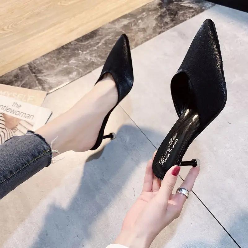 Fashion Blue Heeled Sandals 2025 Luxury Designer Woman Slippers Trend Clappers New Fashion Slides Comfortable and Elegan Shoes for Women