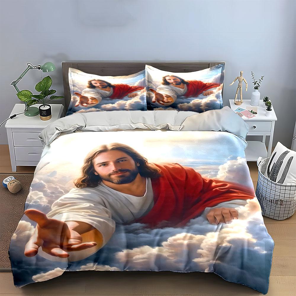 Heavenly Embrace Art Print Bedding Duvet Cover Set (1*Duvet Cover 2*Pillowcases, Without Duvet Insert)