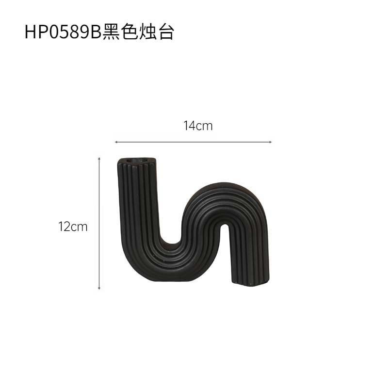 

Nordic Ceramic Black and White Candlestick Ornament Photography Figurines Home Decor Dining Table Decoration