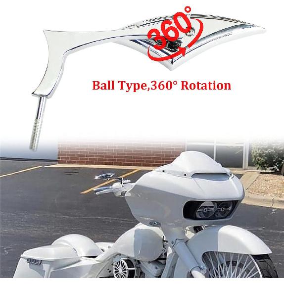 Rich Choices Chrome Motorcycle Blade Rearview Side Mirrors Comptible with Harley Road King Street Glide FLHX Road Glide Cruiser Chopper