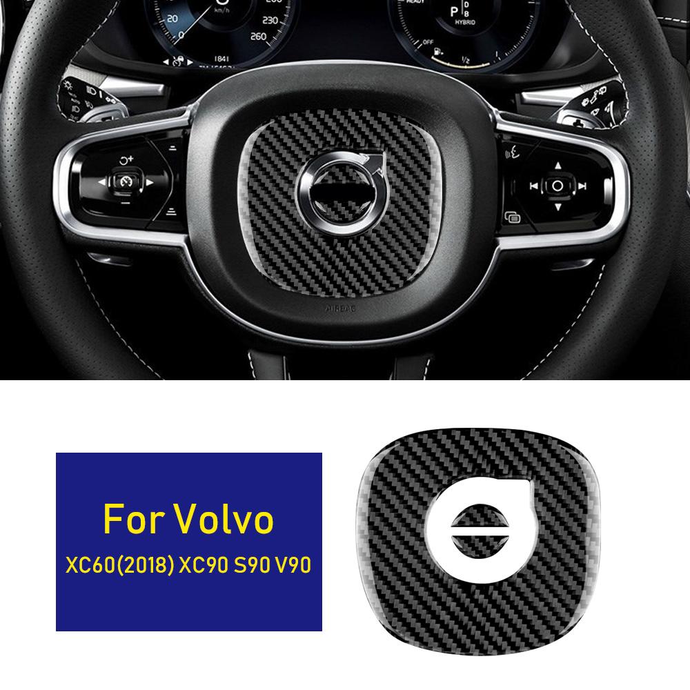

Carbon Fiber Car Steering Wheel Center Panel Cover Trim For Volvo XC60 2018 XC90 S90 V90 Auto Sticker Interior Accessories Carbon Fiber
