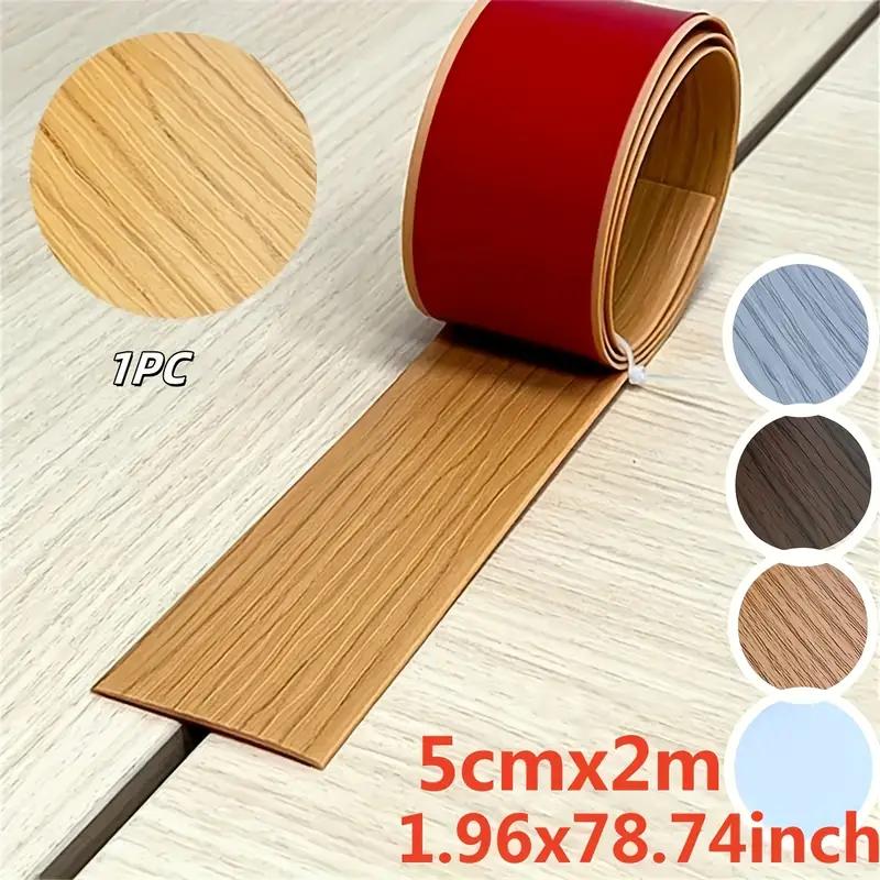 1PC 2mx5cm Self-Adhesive Floor Transition Strip, Elegant Wood Grain Vinyl Floor Divider, Plastic Laminate Floor Cover