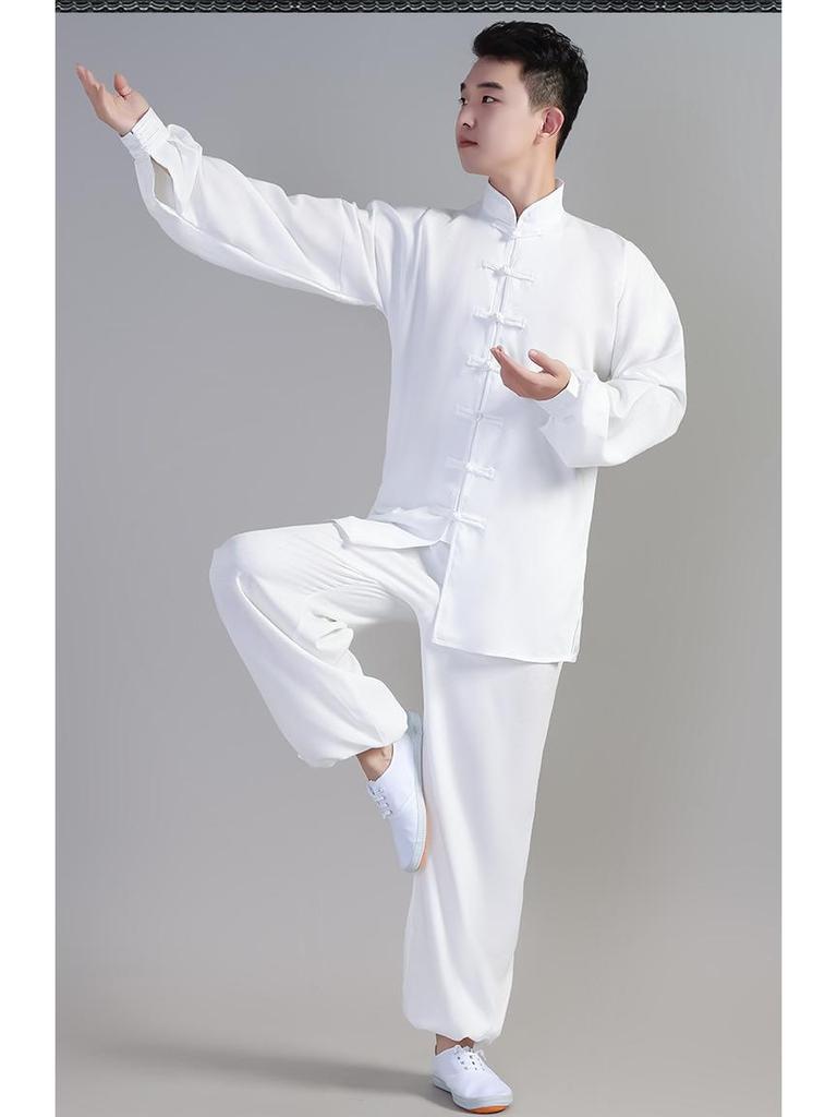 Men's and Women's Bamboo Linen Tai Chi Suit - Long Sleeve Morning Exercise and Performance Wear