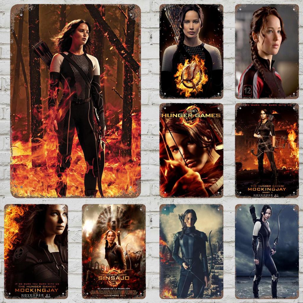 Katniss Everdeen Game Vintage Metal Tin Signs Posters Decor Retro Metal Plaque Wall Art Decor for Garage Bar