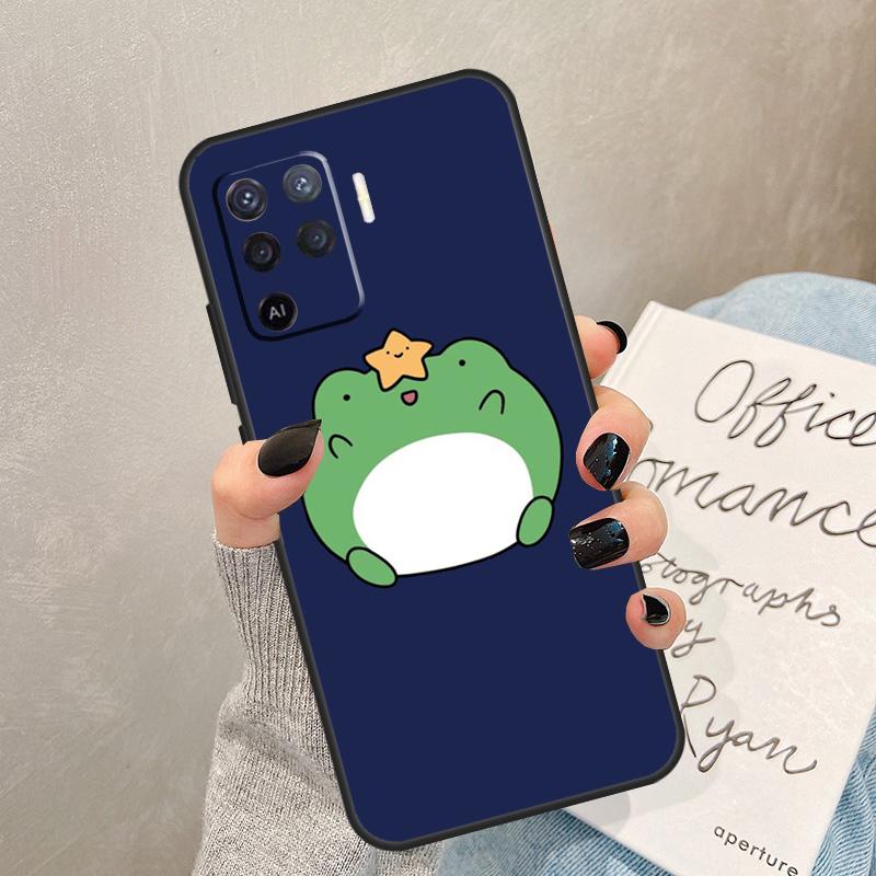 Cute Funny Frog Case For Oppo A57 A17 A77 A18 A38 A58 A78 A98 A74 A54 A94 A80 A60 A40 A96 A76 A16 A15 A5 Pro