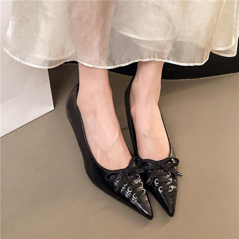 2025 Size 42 Vintage Flowers Black Pointy Toe Slingback Pumps Cross-strap Summer 5cm Kitten Heels White Lady Shoes Women