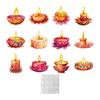 12 Pcs Diwali Festival Sticker Lotus Tealight Candle Holder Sticker Artificial Lotus Flower Labels for Traditional Decor Diwali Puja Party Supplies