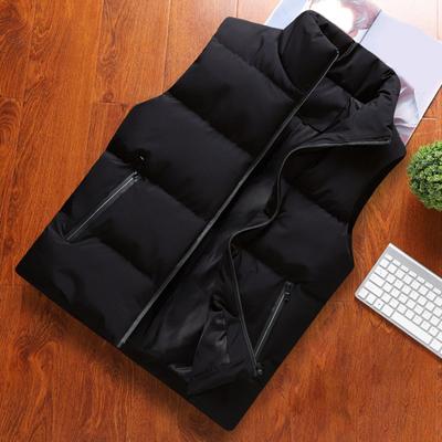 Otoño Invierno hombres chaleco algodón acolchado grueso Color sólido soporte cuello cremallera chaqueta a prueba de viento ropa de calle