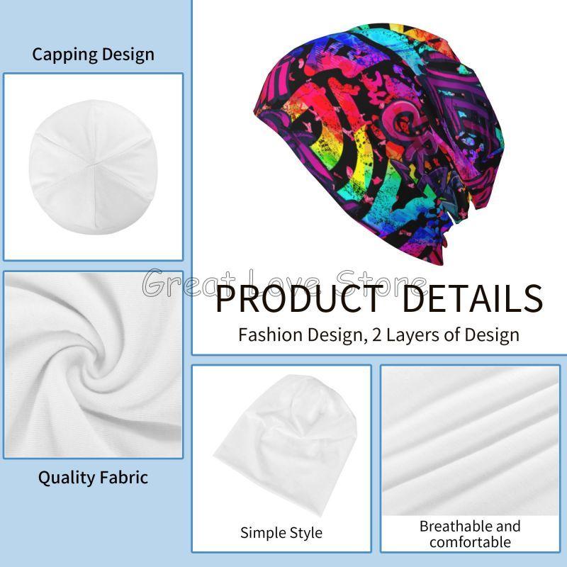 Graffiti Slouchy Beanie Hats for Men Women American Comic Collection Pop Art Skull Print Caps Autumn Winter Warm Knit Hat