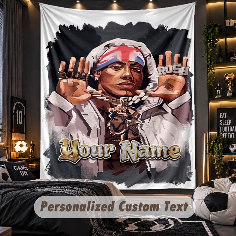 Personalized Wall Tapestry,Central Cee Custom Printed Name, Fabric Wall Art For Indoor Room Backdrop