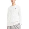 Polo Ralph Lauren SS22 Jednobarevný svetr s kulatým výstřihem a copánkovým vzorem Pánský svetr Bílý 710775885C-033