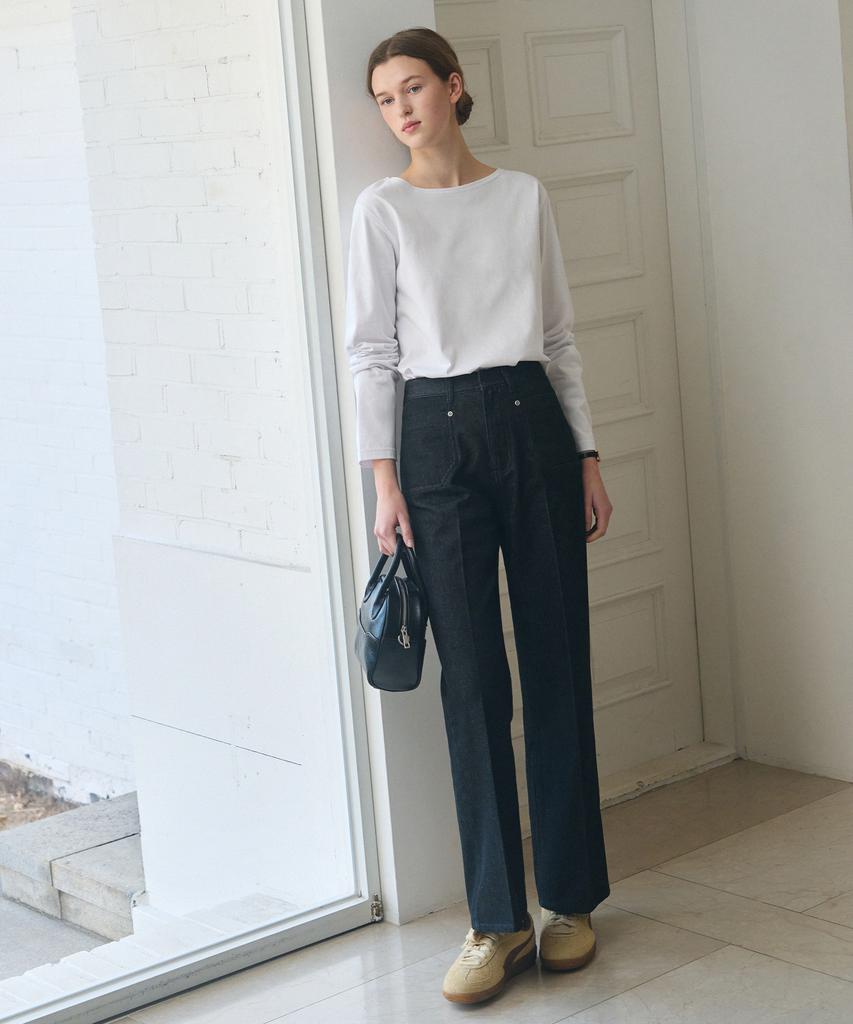 Deuloupisumeon Supima Silket Boat Neck Long Sleeve T-Shirt [White]