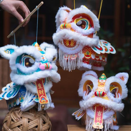 Handmade Lion Lantern Material Pack with Movable Head And Limbs DIY Lion Dance Lantern Kit Glowing Chinese Style Mid-Autumn Festival