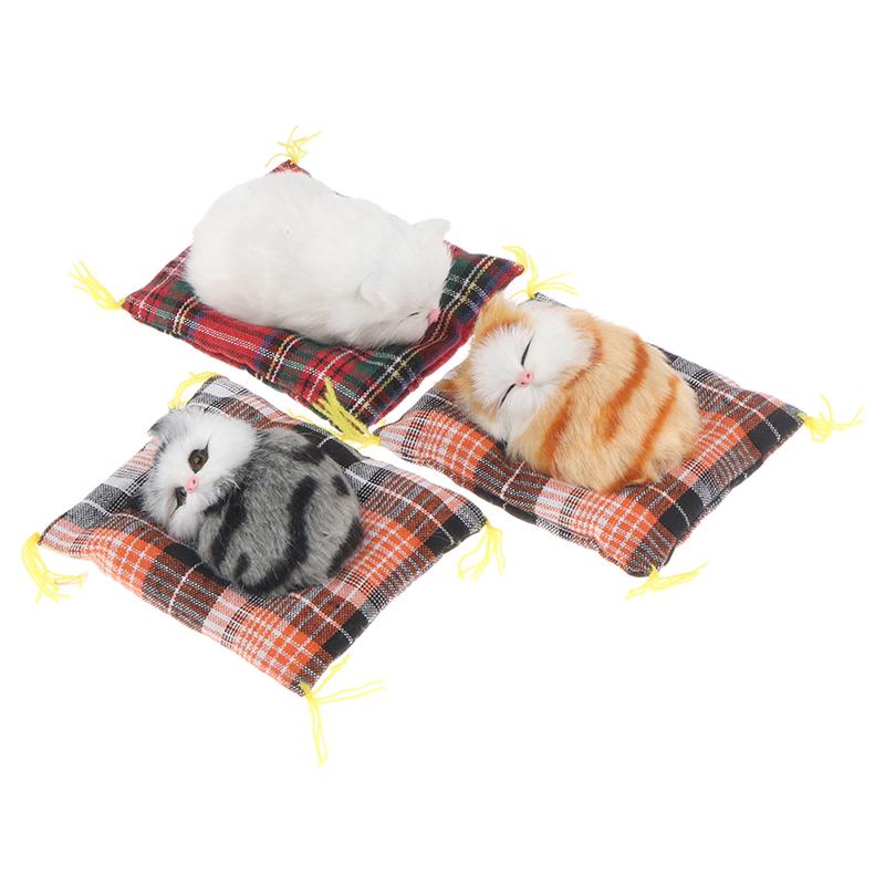 Car Ornaments Simulation Sleeping Cats Decor Plush Doll Auto Accessories