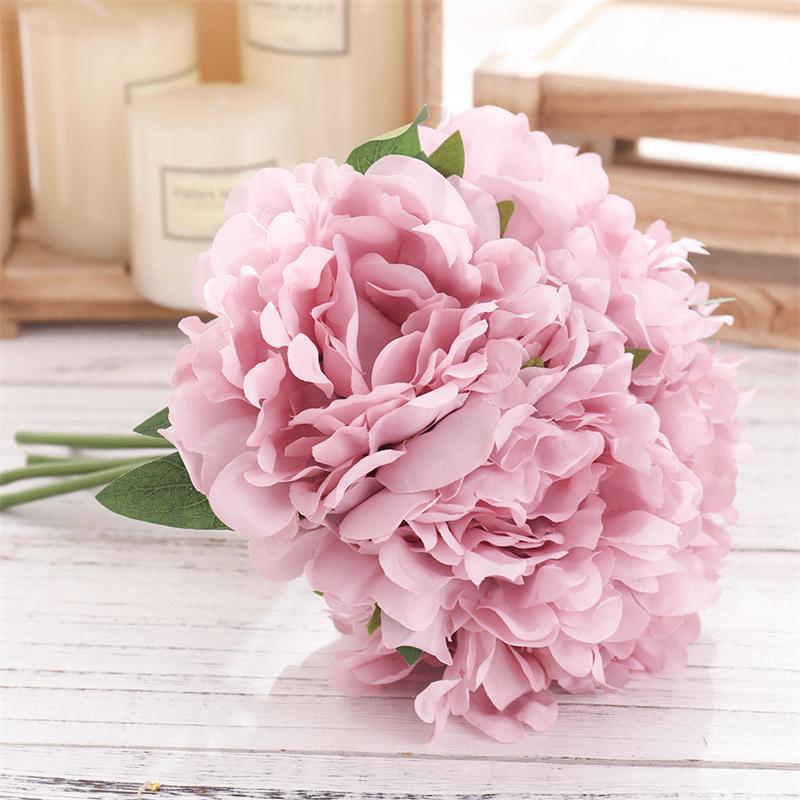 5 Stück Künstliche Blumen Große Hortensie Weiße Pfingstrose Hohe Qualität Brautstrauß Zuhause Hochzeit Wohnzimmer Dekoration Kunstblumen