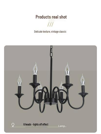 American Vintage Wrought Iron Chandelier for Living Room, Dining Room, or Bedroom