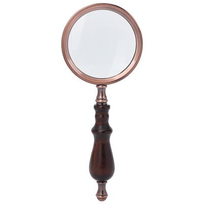 10X Metal Retro Reading Magnifying Glass Elderly Handheld Magnifier with Wooden Handle
