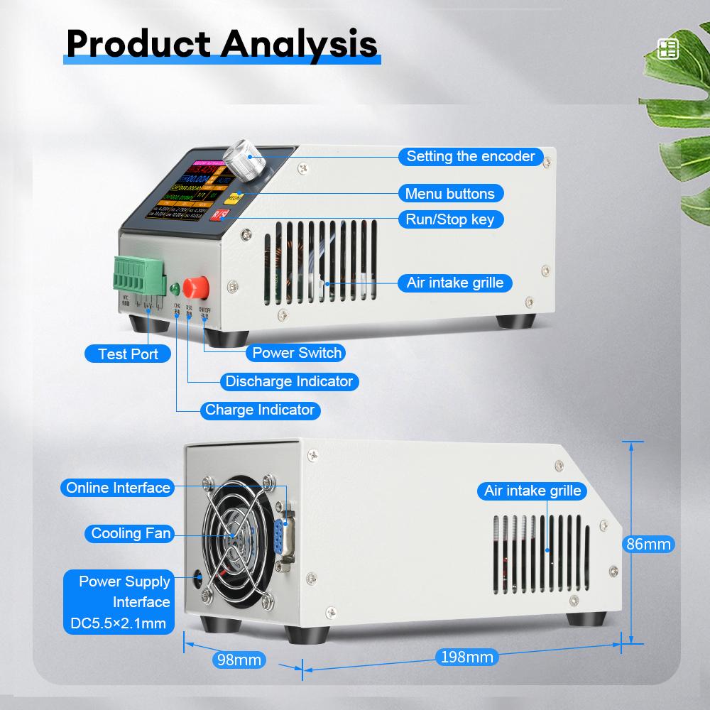 2.4-inch Color Screen DC Charging and Discharging Integrated Electronic Load Tester Battery Charging Discharging Capacity Test