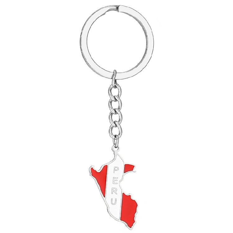 

Vintage Peru Map Keychain Titanium Steel Jewelry Gold Silver Flag Keyring Decor срібний