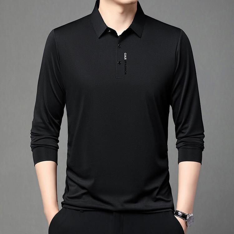 Men's Long Sleeve Polo Shirt Collared Solid Color Business Casual Top Pullover Golf Shirt Tee Tops