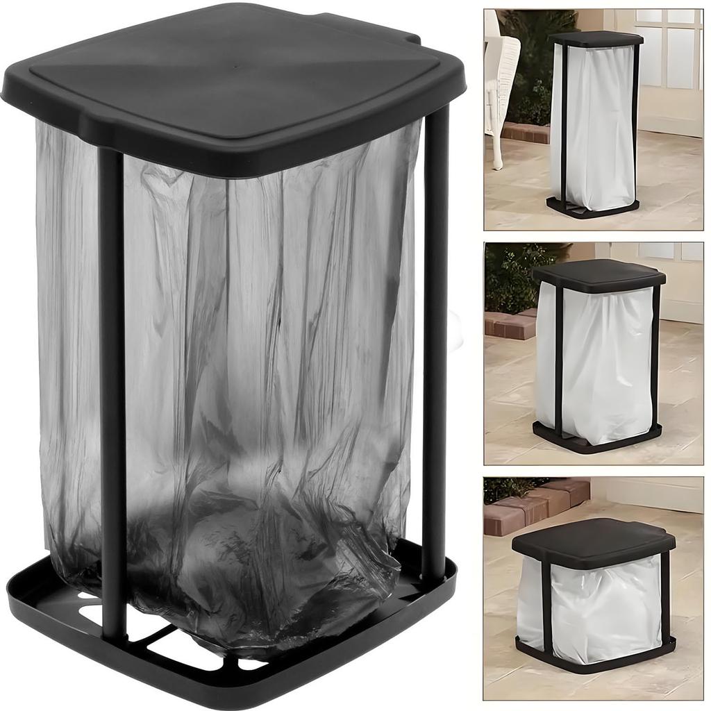 Bärbar Plastsoptunna Vikbar Justerbar Höjd Campingavfallskorg med Lock för Hemkök Fest Camping Utomhus