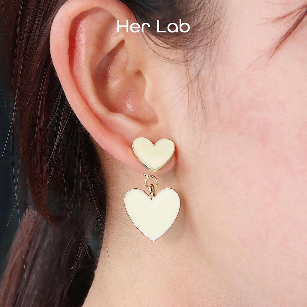 Her Lab | Handmade Colorful Metal Heart Stud Earrings Cute Women's Stud Earrings Korean Style Lightweight Hypoallergenic