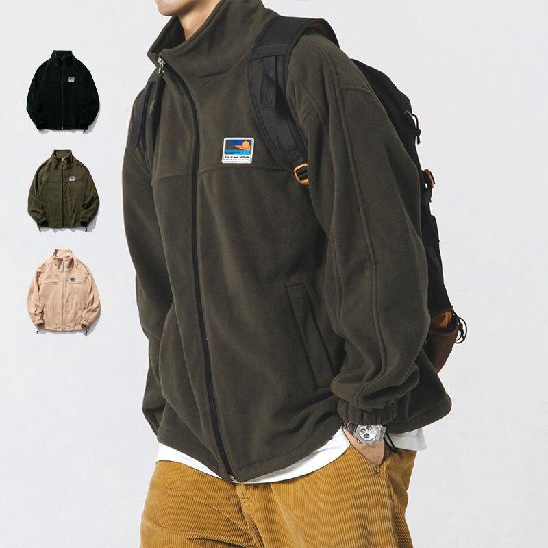 New Casual Jacket Men Fashion Streetwear Oversized Sweatshirt Spring Autumn Zipper Solid Coat Harajuku Vintage Couple Tops Male Y2k Clothes