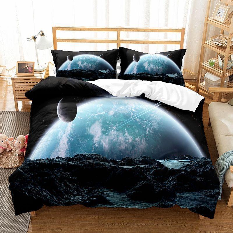 Weltraum Galaxie Bettwäsche-Sets für Kinder, 3D-Druck, Schlafzimmer-Set, 200x200, Luxus-Bettdecke, Einzel-, Doppel-Bettbezug-Set für King-Size
