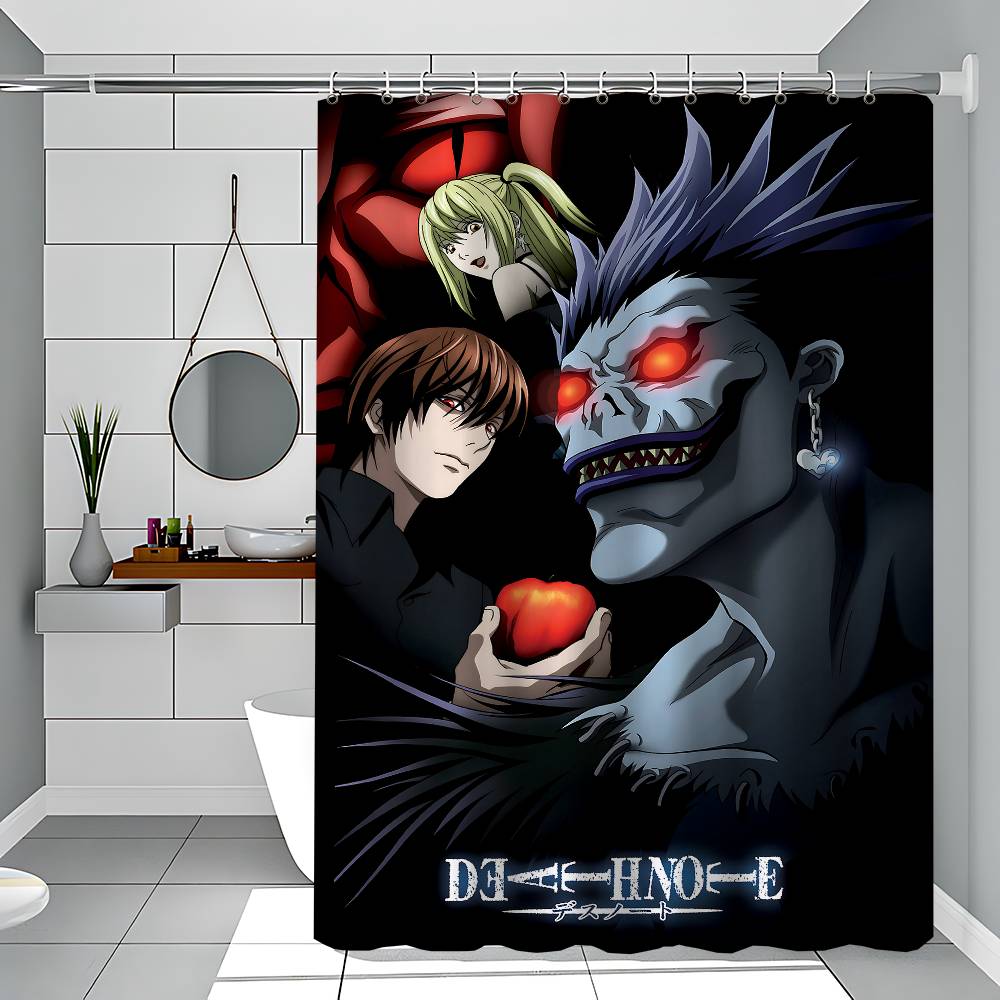 DEATH NOTE Polyester Duschdraperi Vattentät Rostbeständig Genomföringar Lättskött Torka Ren Hållbar