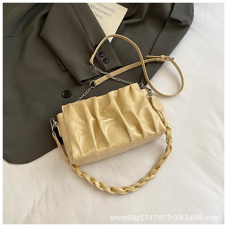 Foreign Style Pleated Cloud Bag Women's Bag 2025 New Hand-carried Small Square Bag Women's Fashion Shoulder Bag Korean Crossbody Bag