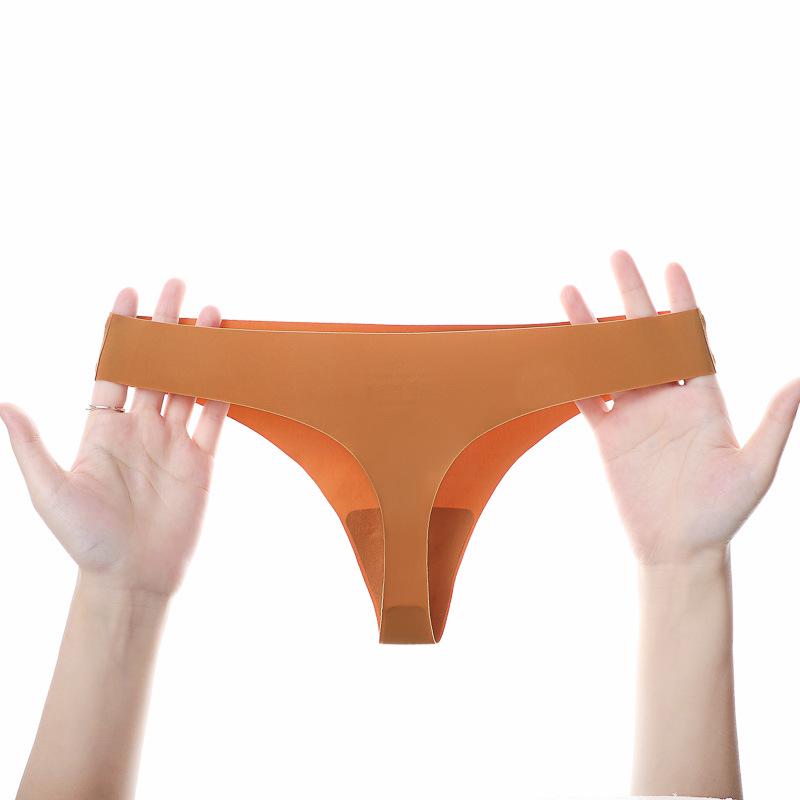 European & American Seamless Ice Silk Women's Bikini Briefs - Low Waist, Comfortable, Breathable, Pure Cotton Crotch, Girls' Thong.