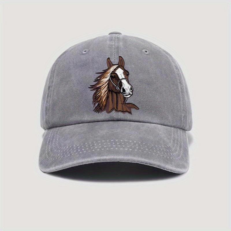 Retro-style washed baseball cap strap, brown horse, light and hand-washable, available in multiple colors for both men and women