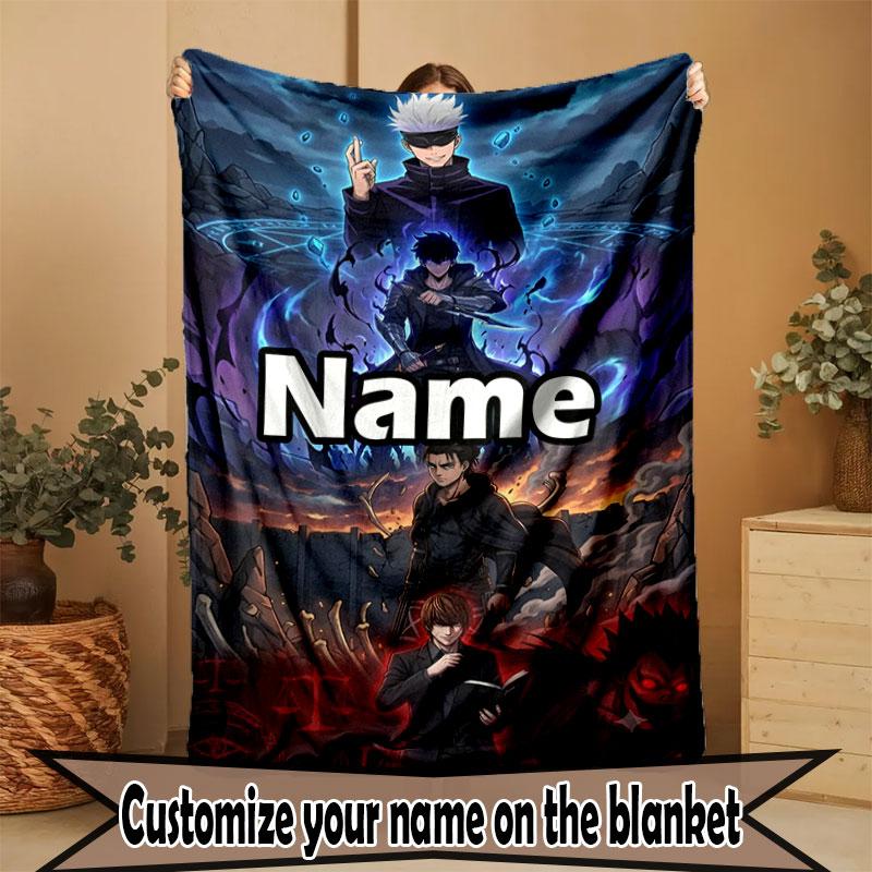 Couverture Imprimée Personnalisée au Nom Jujutsu Kaisen, Décoration Intérieure, Chambre à Coucher, Canapé, Camping, Canapé, Cadeaux pour Anniversaire Noël