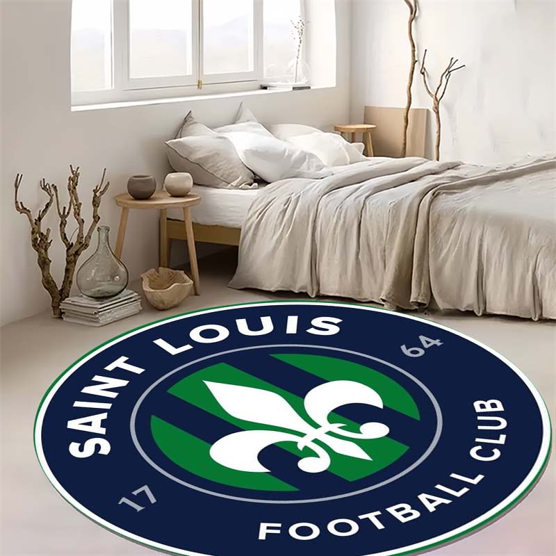 Saint Louis FC Fleur-de-lis Circular Area Rug American Football Club Round Floor Carpet Gaming Chair Living Room Bedroom Home Decor Mat