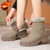 Fashion Round Toe Fleece-lined Women's Snow Boots Winter Platform Ladies Shoes Comfortable and Elegant Trend 2025 Goth Fashion Booties