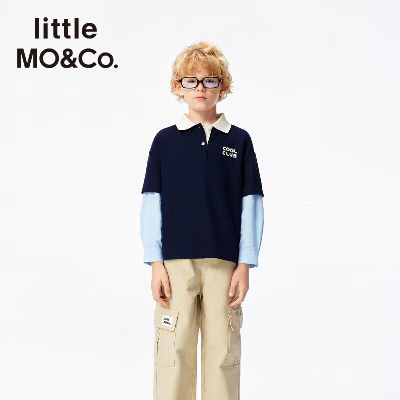 little MO&Co. Boys  2025 Spring Cooling Quick-Dry Faux Two-Piece Polo Long-Sleeve T-Shirt 140
