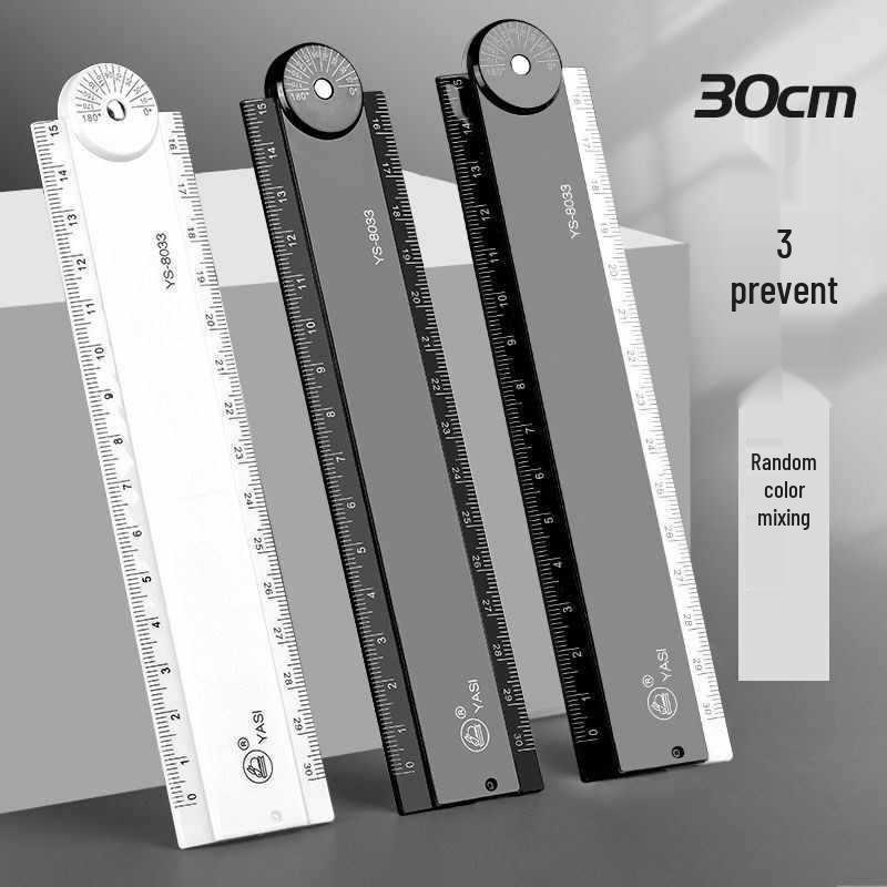 30cm Multifunctional Folding Ruler for Students: Straight Edge with Wavy Line Grid for Geometric Drawings