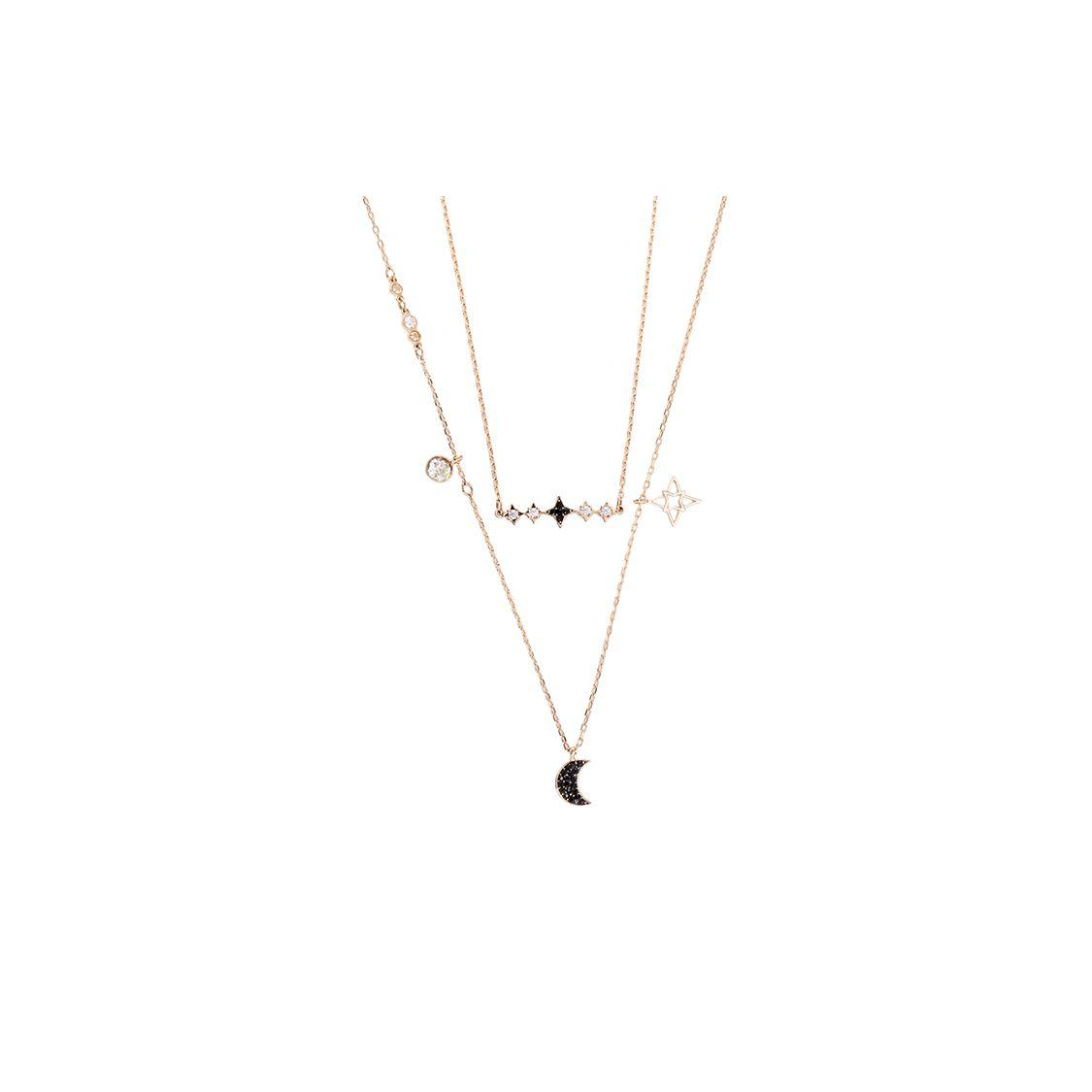 

Swarovski Symbolica Series 2-In-1 Mysterious Moonlight Imitation Crystal Double Layer Necklace Women necklace Black 5273290 Box (Random Color)
