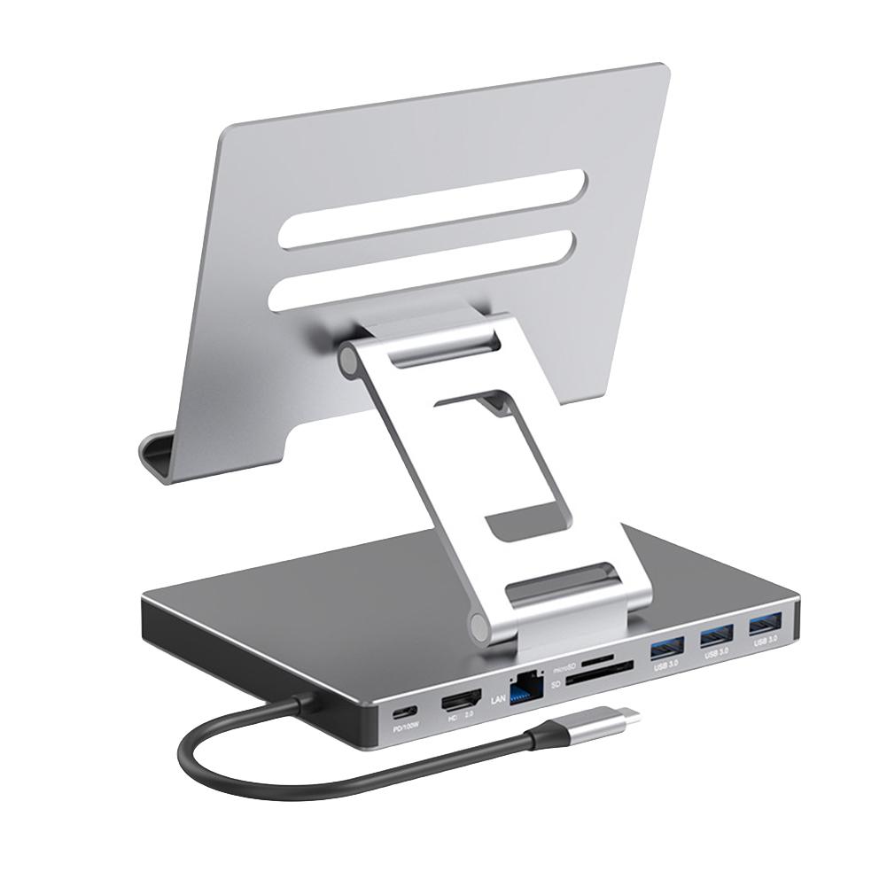 Docking Station Laptop Stand Aluminum Alloy Multiple Ports Hub HDMI-Compatible PD USB3.0 TF RJ45 Ethernet USB C Docking Station