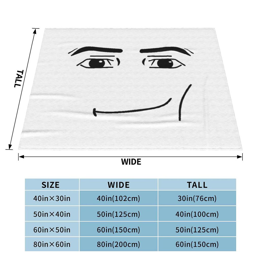 Man Face Gaming Meme Knitted Blanket Flannel Robloxx Soft Throw Blanket for Home Couch Bedroom Quilt