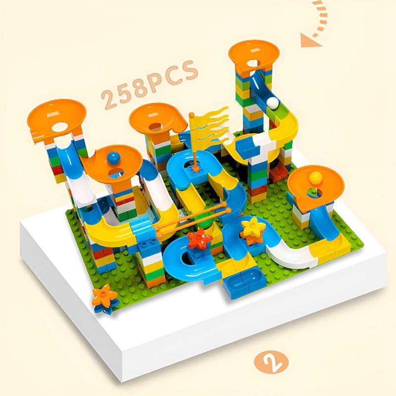 Big Size Marble Race Run Track Building Blocks 86-344pcs Funnel Slide Blocks DIY Assembly Bricks Toys For Children Gifts