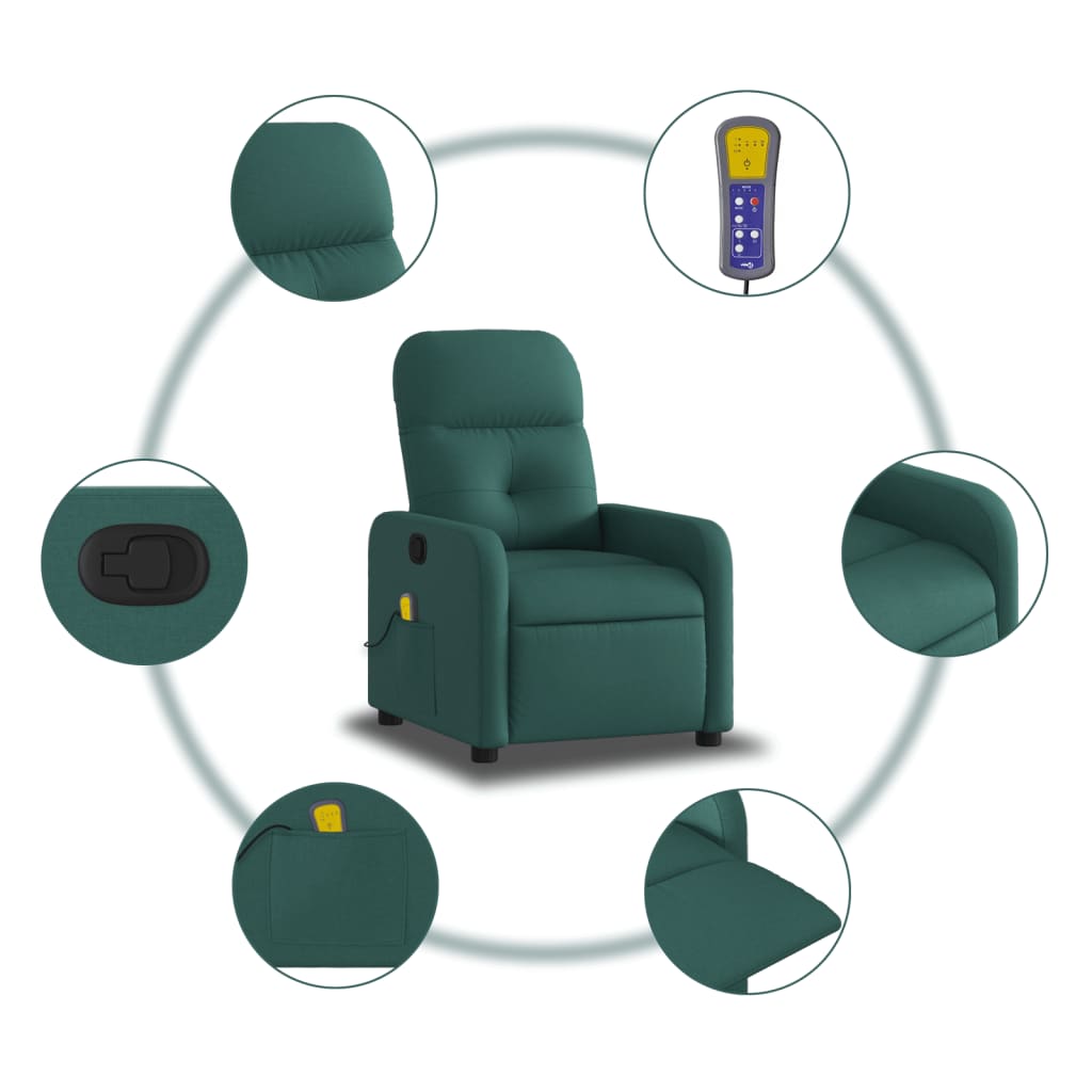 Massage Chair Dark Green Fabric