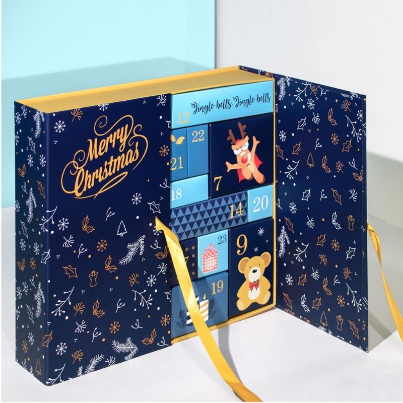 Christmas Count Down Calendar 24 Reusable Boxes For Holiday Decoration Candy Storage Customizable Festival Display