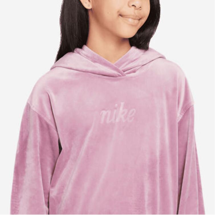Nike Sportswear Velvet Pullover Hoodie Fashion Versatile Sweatshirt Kids Hoodies Gray Purple Red FZ5588-523